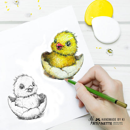 Arkusz A4 do druku oraz zestaw 10 grafik PNG w formie czarno-białych kolorowanek z kolekcji Holy Times SET 05. Produkt przeznaczony do rękodzieła, kreatywnego kolorowania i scrapbookingu, zawierający linearne ilustracje zajączka, kurczaczka, symboli sakralnych oraz kwiatów w jakości 300 DPI. Idealny do tworzenia personalizowanych kartek wielkanocnych i wiosennych materiałów edukacyjnych. kolorowanka kurczaczka, jak pokolorować kurczaczka