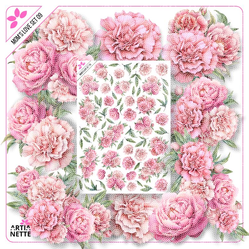 Pink Peonies Clipart Set - Watercolor Flowers & Fussy Cutting - Digital PNG | Artianette