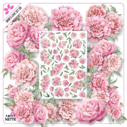 Pink Peonies Clipart Set - Watercolor Flowers & Fussy Cutting - Digital PNG | Artianette
