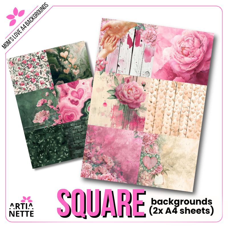 Mom's Love Digital Paper Pack - 24 Floral & Heart Backgrounds | Artianette
