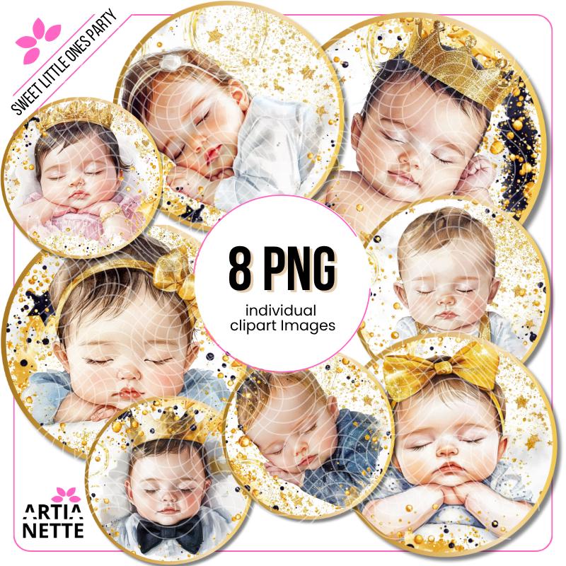 Sweet Little Ones Party Urocze Bobasy 8 PNG, Baby Shower Cyfrowe Grafiki, Urodziny Maluszka, Pliki PNG dla Dzieci