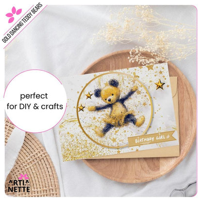Gold Dancing Teddy Bears 9 PNG Kliparty Pluszowe Misie, Grafiki Cyfrowe Dla Dzieci, Tańczące Misie Grafiki, Złote Misie Badziki Party