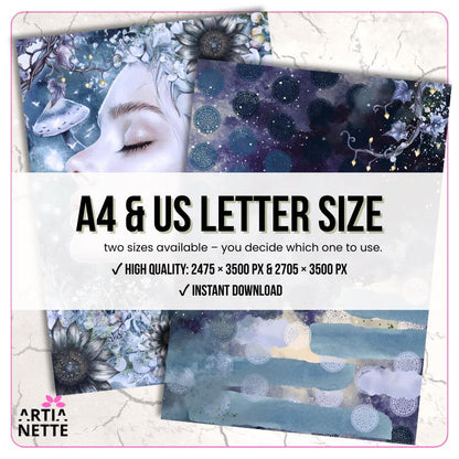 Letnie sny  22 tła JPG do druku (A4 + US Letter), mroczne, bajkowe, vintage | Summer Dreams | Artianette